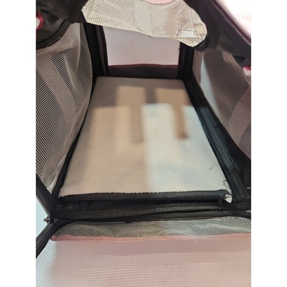 Pink & Grey Small/Medium Pet Carrier 17" x 12" x 12" Soft Sided Travel Approved - Picture 6 of 10